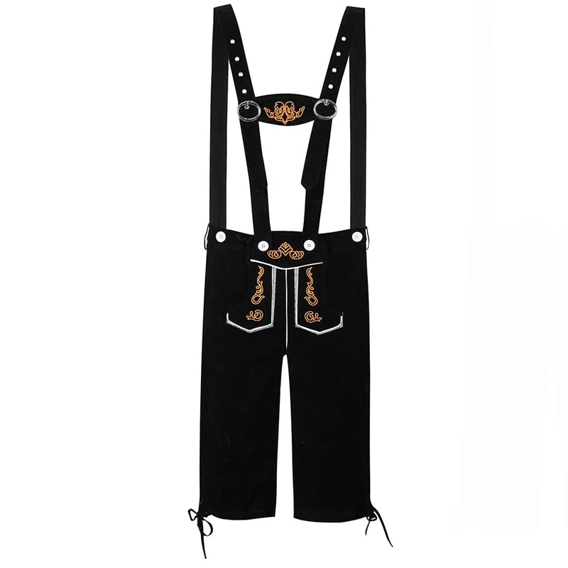 Men's Carnival Munich Oktoberfest Costume Faux Leather Pants Waiter Cosplay Fancy Party Dress