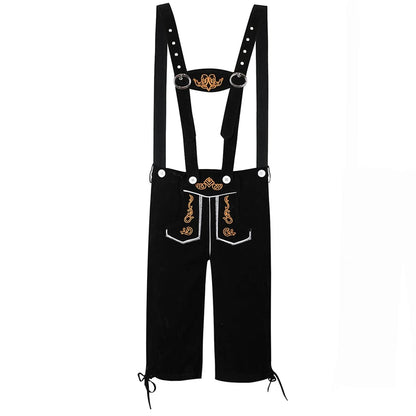 Men's Carnival Munich Oktoberfest Costume Faux Leather Pants Waiter Cosplay Fancy Party Dress