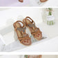 Women Fashion  Flat Flower Rhinestone Open Toe Outdoor Wear Beach Sandals