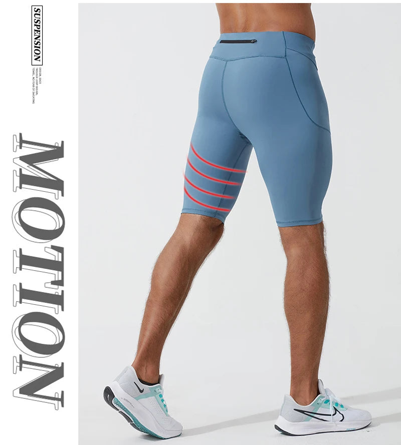 Men's Compression Quick Dry Bodybuilding Tights Fitness Leggings Elastic Waist Sport Bottoms Gym Running Shorts