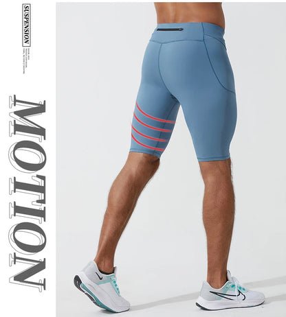 Men's Compression Quick Dry Bodybuilding Tights Fitness Leggings Elastic Waist Sport Bottoms Gym Running Shorts