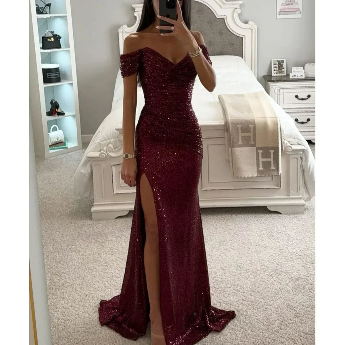 Women's Evening Dress Sequined Trumpet Long Dresses Female Elegant Fashion Bling Club Party Dress The Clothing Company Sydney