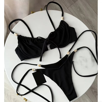 2 Piece Push Up Swimsuit Swimwear Bikini Set Beads Biquini Bathing Suit Dot Swimming Suit Beachwear The Clothing Company Sydney