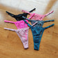 3 Pack Women's Lace Hollow Out Thongs Thin Sheer G-Strings Ultra-low Rise Seamless Panties Perspective Bow Knickers