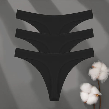 3 Pack Cotton Seamless Panties Comfort Underwear Women Low Waist Breathable Thongs Solid Sport G-String Soft Lingerie