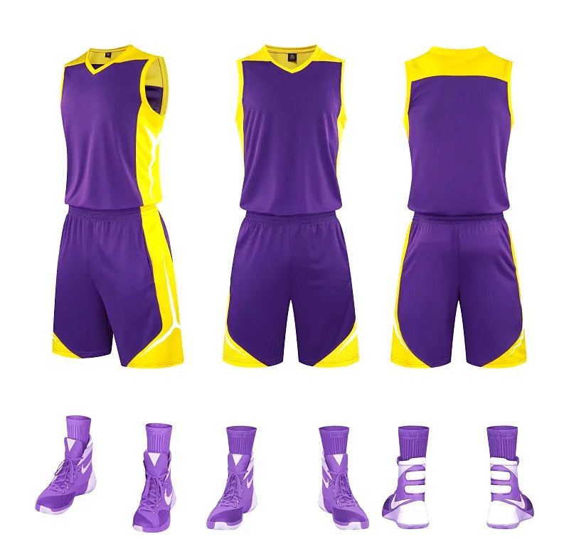 2 Piece Sportswear Basketball Jersey Shorts Set Blank custom Men Women Kids Basketball Uniforms