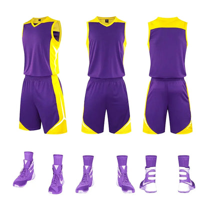 2 Piece Sportswear Basketball Jersey Shorts Set Blank custom Men Women Kids Basketball Uniforms