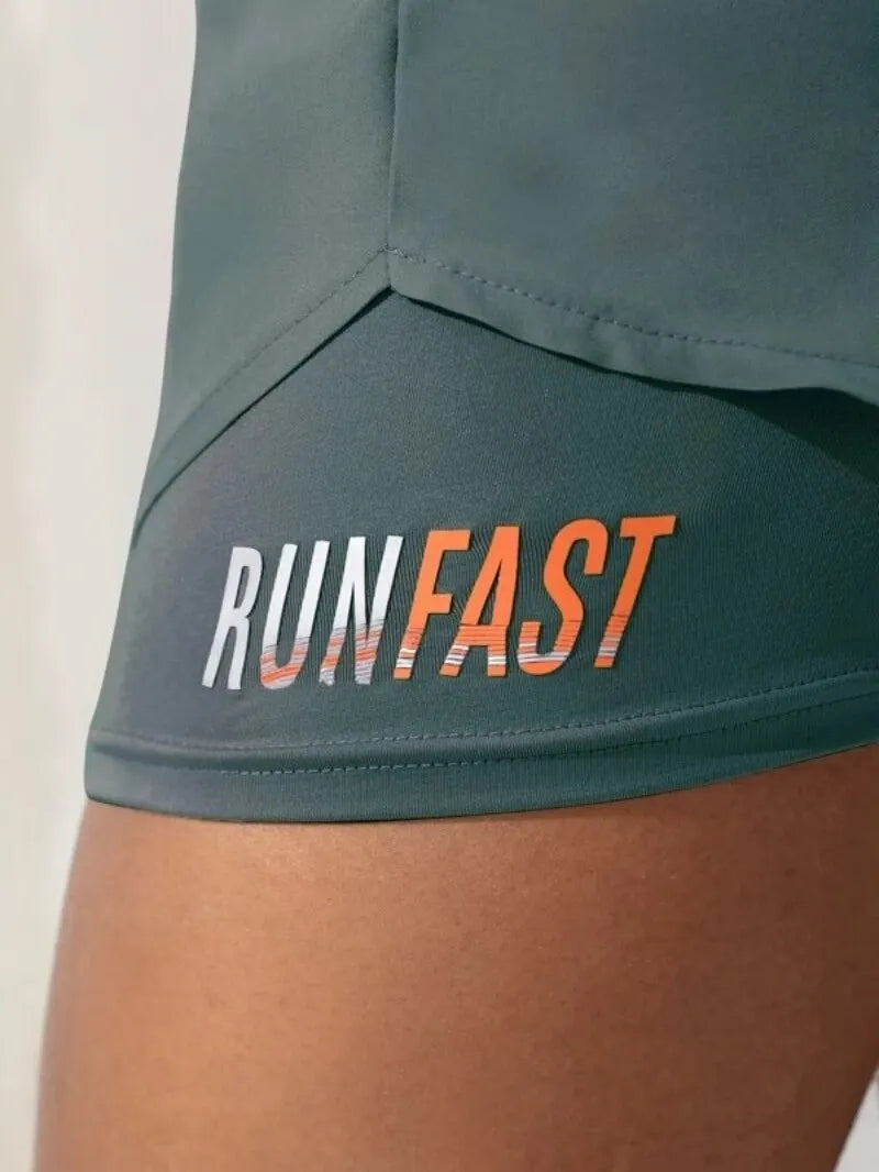 Women's High Rise Yoga Shorts With Elastic Running Shorts Two Pieces Pants With Inside Layer