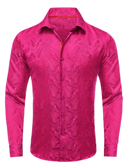 Men's Paisley Teal Blue Pink Grey Shirts Long Sleeve Dress Shirt Blouse for Male Wedding Party Banquet Office Dress Shirt The Clothing Company Sydney