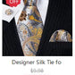 Elegant Men's Gold Leaves Floral Silk Neck Tie Pocket Square Cufflinks Wedding Business Party Gift Set