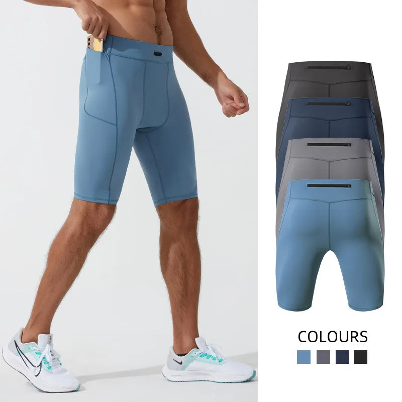 Men's Compression Quick Dry Bodybuilding Tights Fitness Leggings Elastic Waist Sport Bottoms Gym Running Shorts