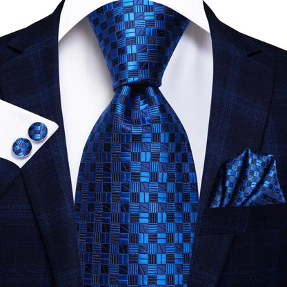 Blue Paisley Silk Tie Set – Necktie, Cufflinks & Hanky for Men The Clothing Company Sydney