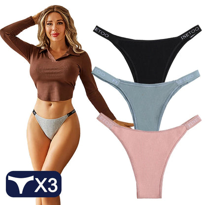3 Women Cotton Panties Briefs Underpants Female  Thongs Women's T-Back Intimate Lingerie Underwear The Clothing Company Sydney