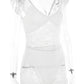 Patchwork See Through Lace Women's Bodysuit White V Neck Bodycon Rompers Femme Summer Elastic Party Clubwear The Clothing Company Sydney