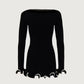 Autumn Knitted Mini Contrast Color Slim Sweater Dress Elegant Party  Long Sleeve Dress