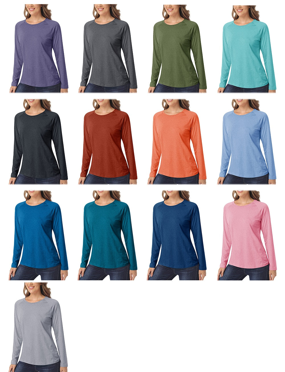 Sun Protection UPF 50+ Long Sleeve Shirts Womens Athletic Running T-shirts Quick Dry Sports Pullover Crew Neck Gym Tops The Clothing Company Sydney