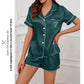 Women's Silk Satin Pyjama Set Button Down Short Sleeve Tops With Shorts 2 Pieces Sleepwear Suit Nightwear Loungewear The Clothing Company Sydney