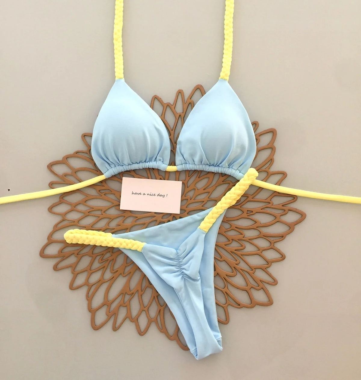 2 Piece Micro Bikini Push Up Brazilian Bikini Set Thong Solid Swimsuit Summer Beachwear Swimwear