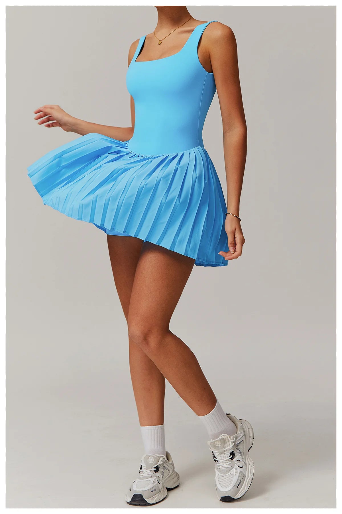 Women's Tennis Dress Jumpsuit Bottom Fitness Clothes Sports Running Pockets Pleated Skirt Sports Yoga Set Dress