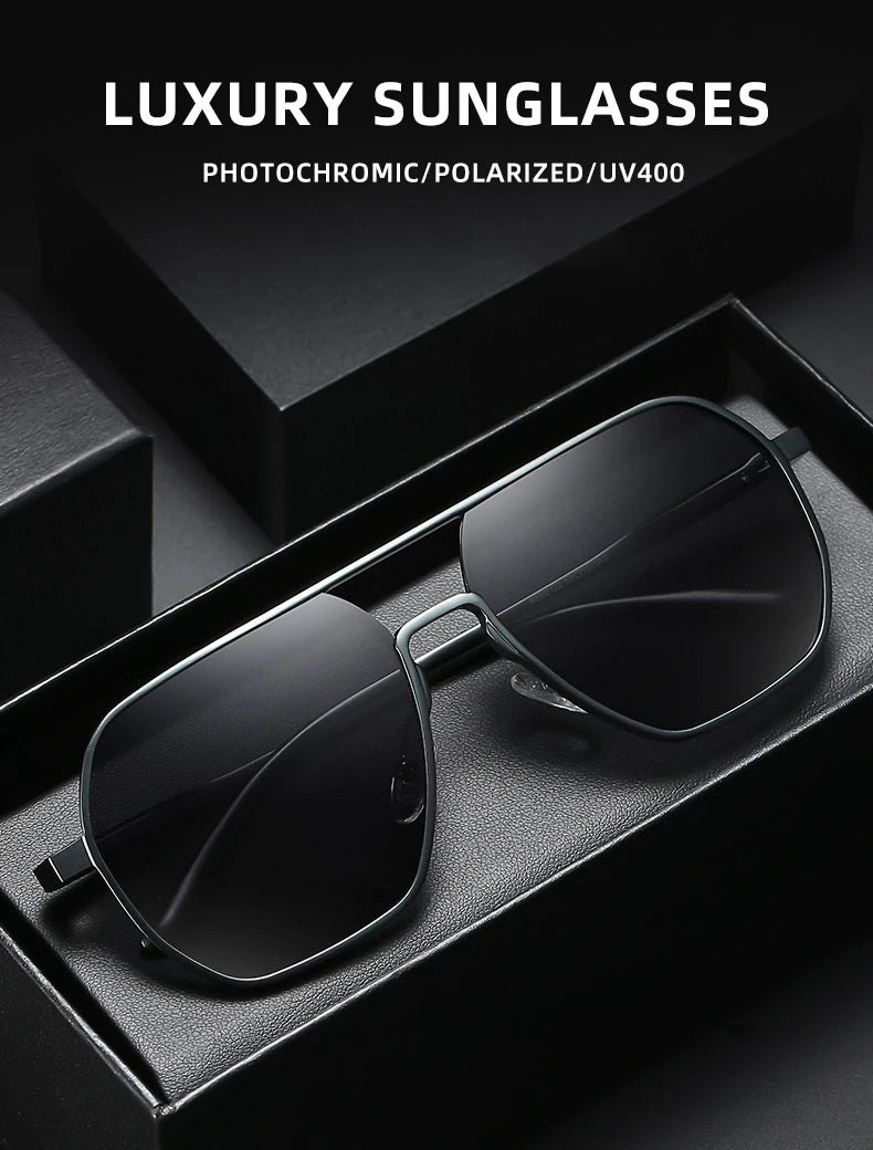 Fashion Aluminum Photochromic Sunglasses Men Women Polarised Sun Glasses Chameleon Anti-glare Driving Sunglasses