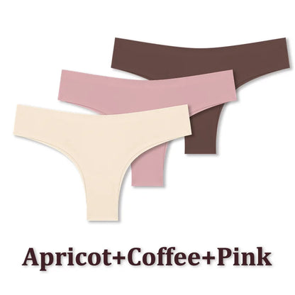 3 Pack Seamless Ultra-thin Panties Women Ice Silk Underwear Panty Low Waist G-string Briefs