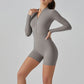 Women's Jumpsuits One-Piece Suit Zipper Long Sleeve Gym Workout Clothes Fitness Bodysuit Sportswear Yoga Set