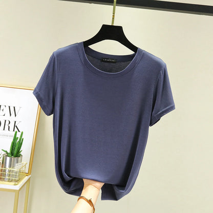 Modal O-Neck T-shirt Short sleeve Women's Summer Casual Basic T shirt Loose Tee Tops The Clothing Company Sydney