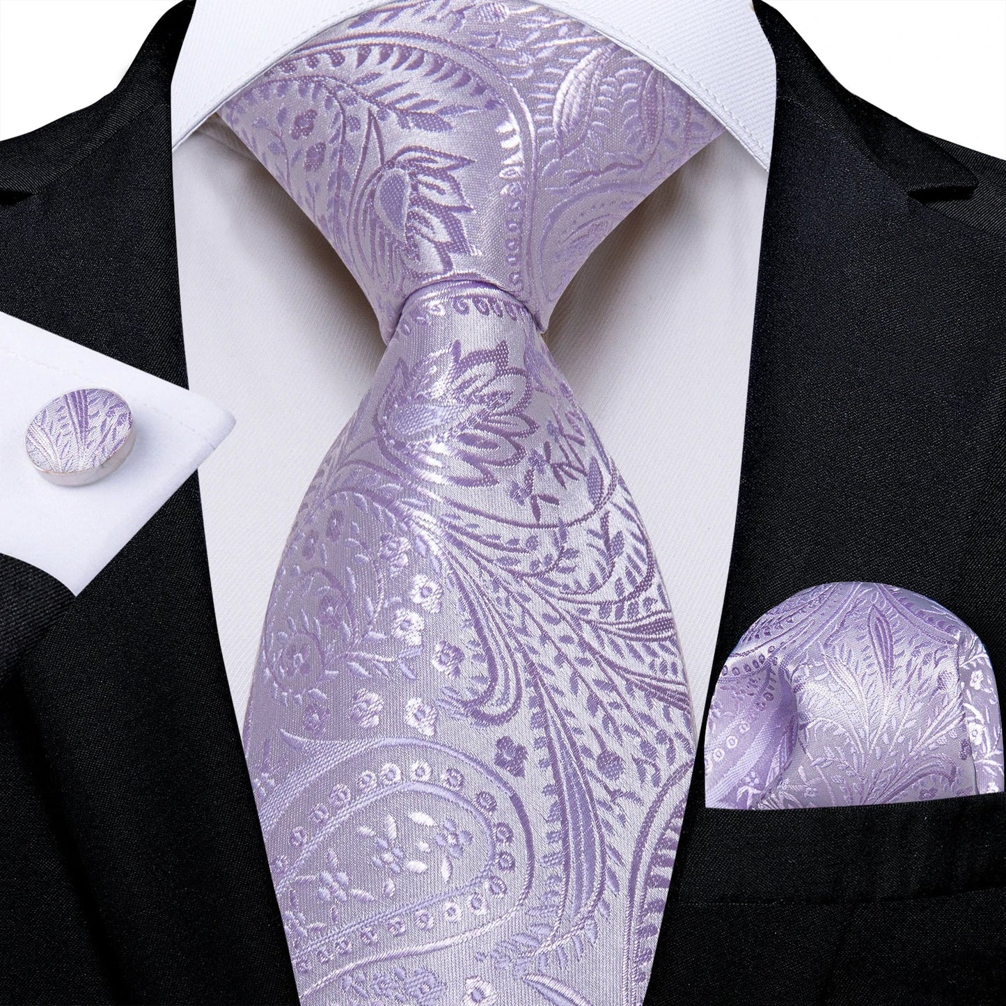 Luxury Purple Paisley Silk Tie Set for Men – 8cm Gift Set The Clothing Company Sydney