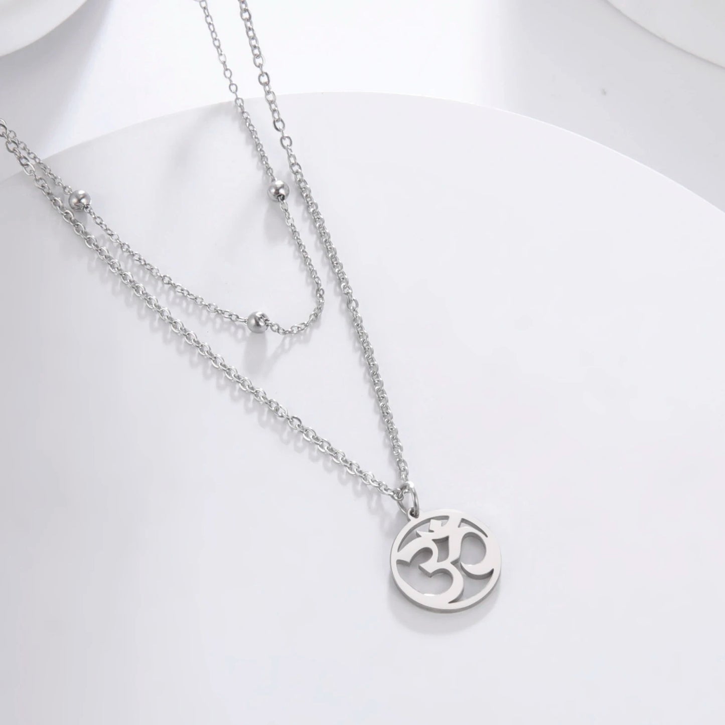 Hindu Yoga Om Aum Necklace For Men Women Amulet Stainless Steel Jewellery Shiva Accessories