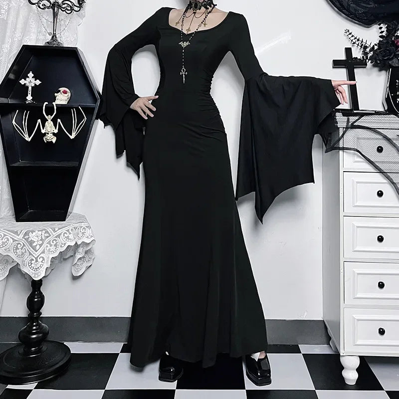 Women's Halloween Costume Batwing Sleeve Black Gothic Dress The Clothing Company Sydney