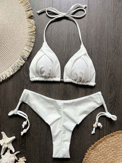 Two-piece micro bikini set by The Clothing Company Sydney featuring triangle swimwear for women, perfect for beachwear and swimming.