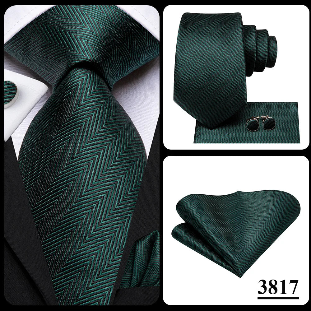 Green Paisley Silk Tie Set for Men – Necktie, Pocket Square & Cufflinks The Clothing Company Sydney