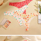 7 Pack Ice Silk G-String Thong Women One Piece Seamless Panties Low Waist Print Underwear Lingerie