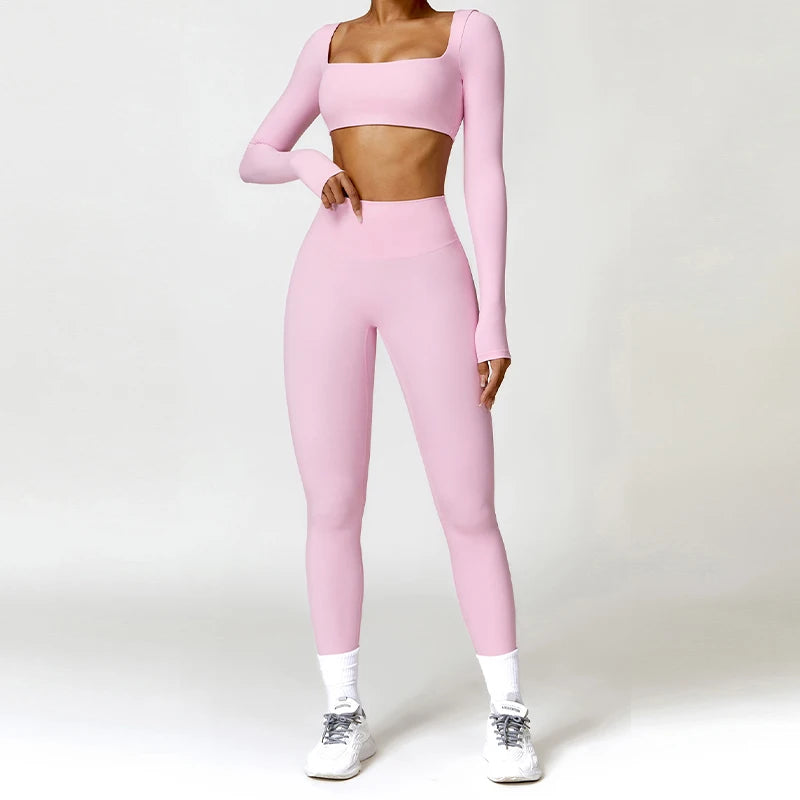 2 Piece Yoga Suit Sports Set Women Quick-Drying Gym Set Tracksuit Running Workout Long Sleeve Sports Shirt Clothing The Clothing Company Sydney