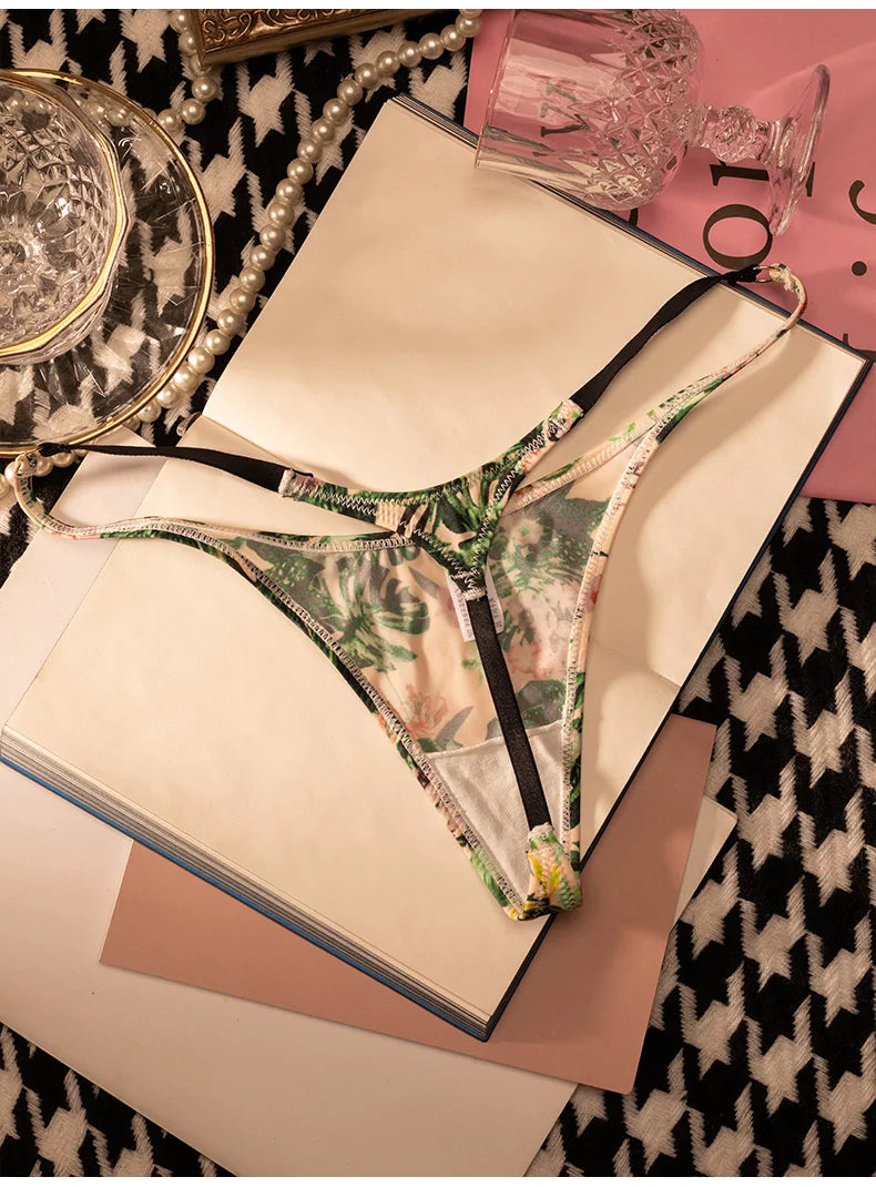 Ice Slik Low Waist G String Leopard Floral Print Women Panties Briefs Thong T-back Underwear Lingerie The Clothing Company Sydney