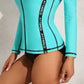 Rash Guard for Women Long Sleeve Zipper Front Swim Shirt UPF 50 Swimming Shirt SwimwearTop