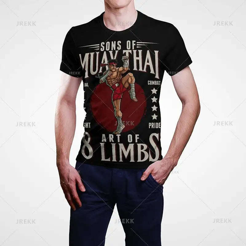 Muay Thai Gym Graphic T Shirt For Men Women Kids 3D Thai Boxing Sports Printed Tee Shirts Streetwear Short Sleeves Quick Dry Top - The Clothing Company Sydney