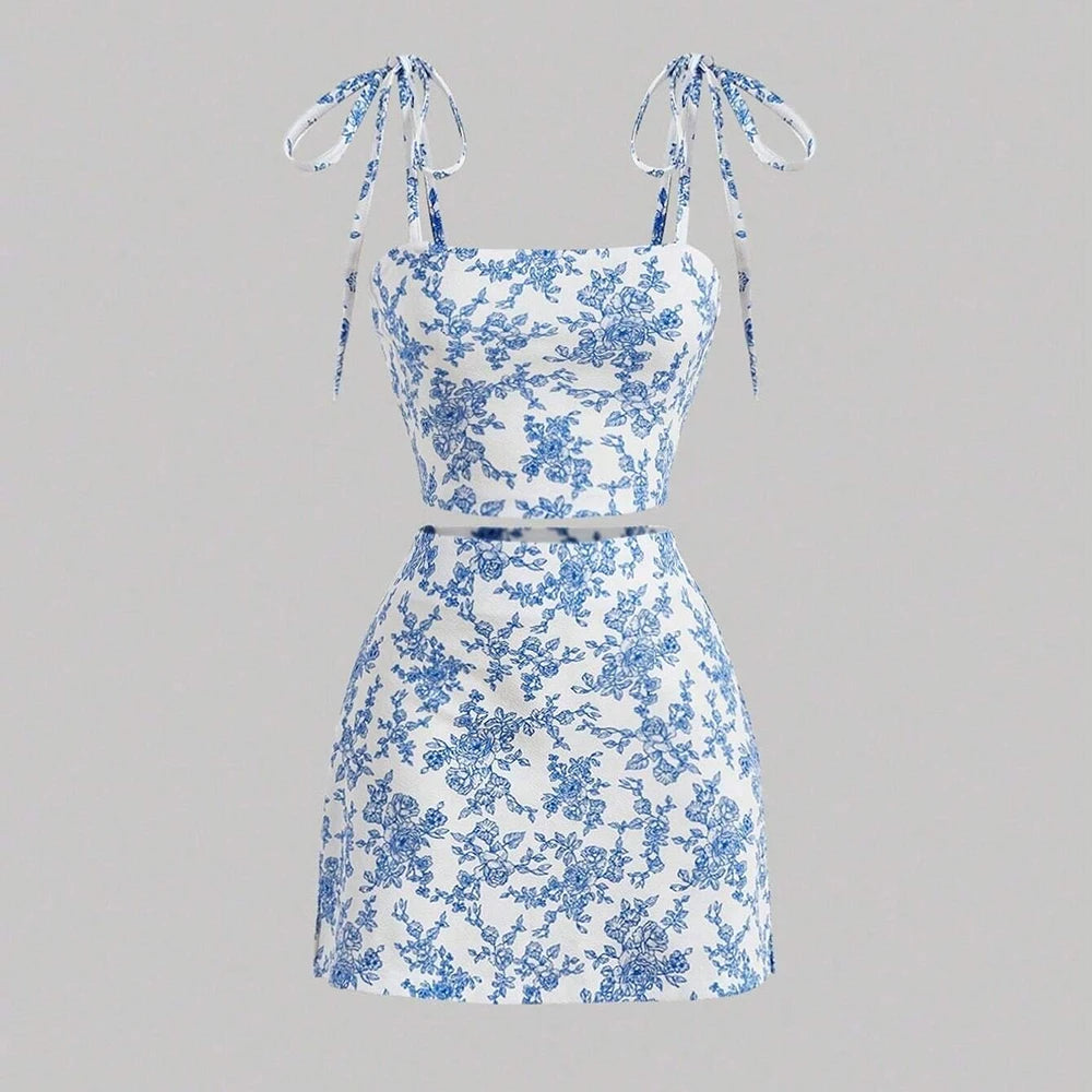 Spring Summer Slim Fit Floral Mini Wrap Dress – Sleeveless Square Neck The Clothing Company Sydney