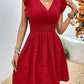 Elegant Short Summer Casual Slim Red Sleeveless Holiday Beach Dress Fashion V Neck A-line Dresses