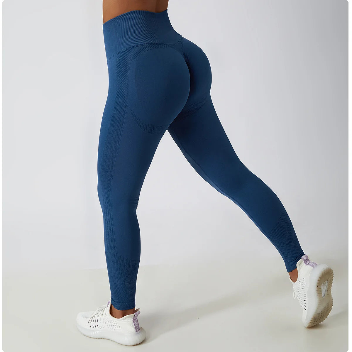 Women's Ribbed Seamless Yoga Pants High Waist Gym Leggings Sports Fitness Legging Running Tights