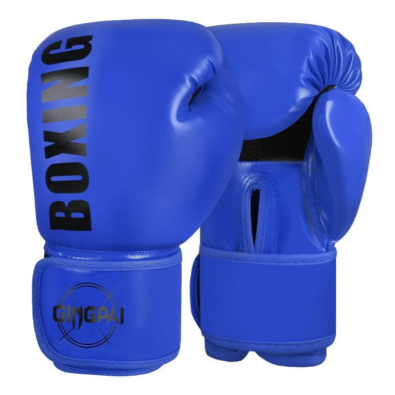 6/8/10/12oz boxing gloves for kids and adults, Muay Thai MMA training gloves in black with padded cuffs