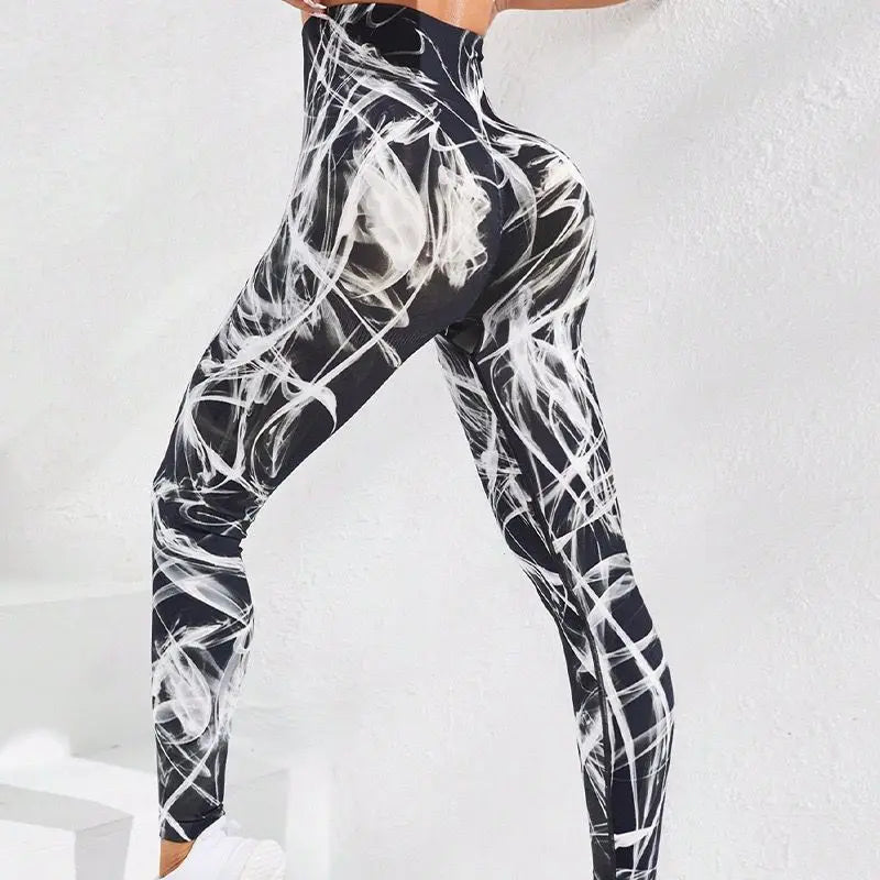 3D Print Tie Dye Sports Women Seamless High Waist Fitness Push Up Leggings Gym Clothing Workout Tights Pants