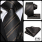 3 Piece Black Floral Silk Wedding Tie For Men Handky Cufflink Elegant Necktie Set For Men