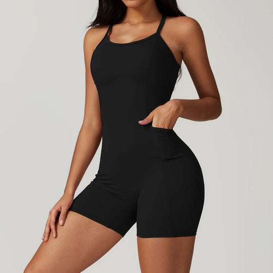 Women's Cross Strap Romper Backless Set Fitness Bodysuit Sportswear Gym Clothes Jumpsuit One-piece Playsuit Yoga Suit The Clothing Company Sydney