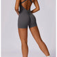 V Back Scrunch Sports Jumpsuit Women Gym Rompers Sleeveless Sportswear Zipper One-Piece Suit Yoga Clothing