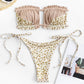 Ribbed Tie Side Bikini Set  Animal Spotted Bandeau Two Piece Swimwear The Clothing Company Sydney