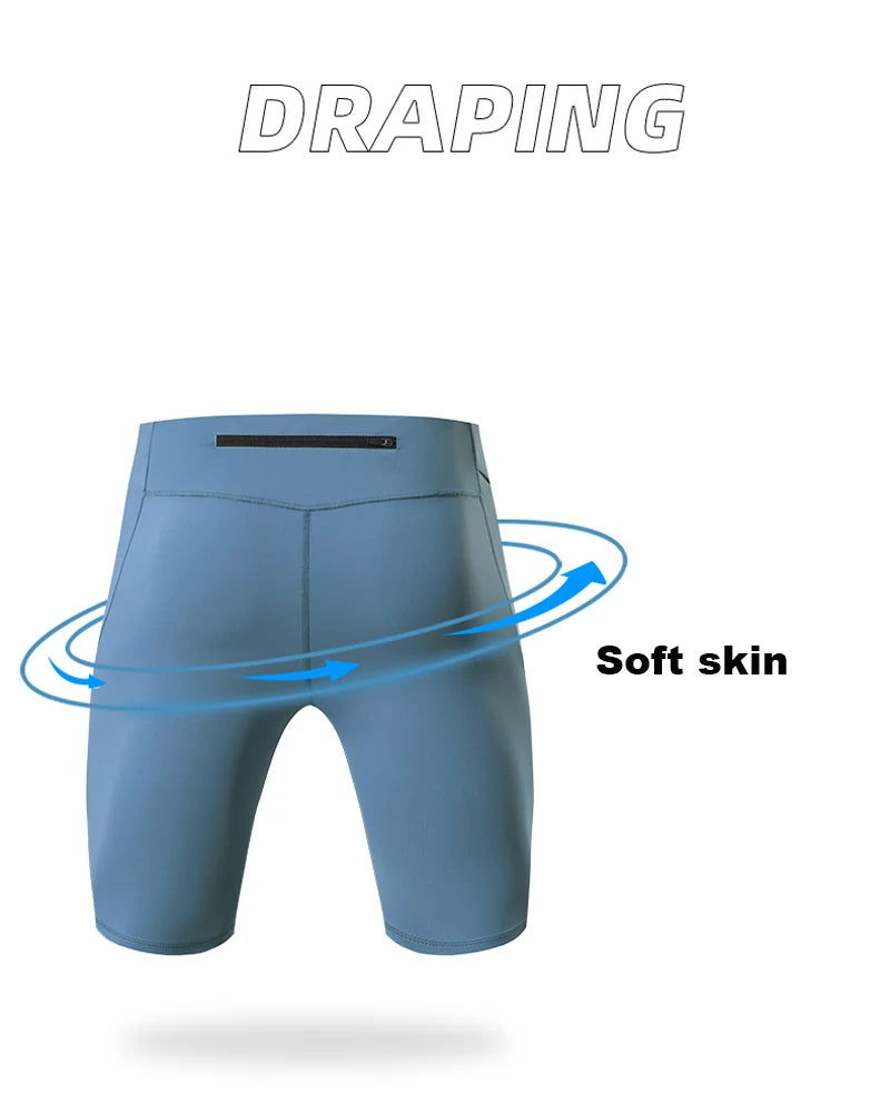 Men's Compression Quick Dry Bodybuilding Tights Fitness Leggings Elastic Waist Sport Bottoms Gym Running Shorts