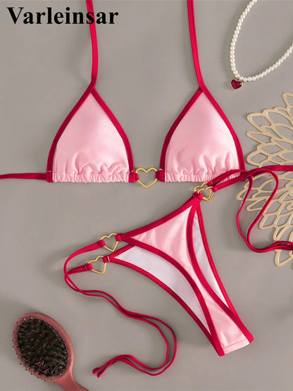 2 Piece Halter Mini Micro Thong Bikini Swimwear Swimsuit Two-pieces Bikini set Padded Bather Bathing Suit