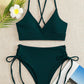 V-Neck Split Bikini Set for Women Swimsuit Lace Up Triangular Beach Swimwear Bathing Suit The Clothing Company Sydney