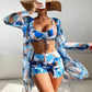 3 Piece Summer Print Swimsuits Tankini Sets Swimwear Beach Wear Bathing Suits Pool Women's Swimming Suit